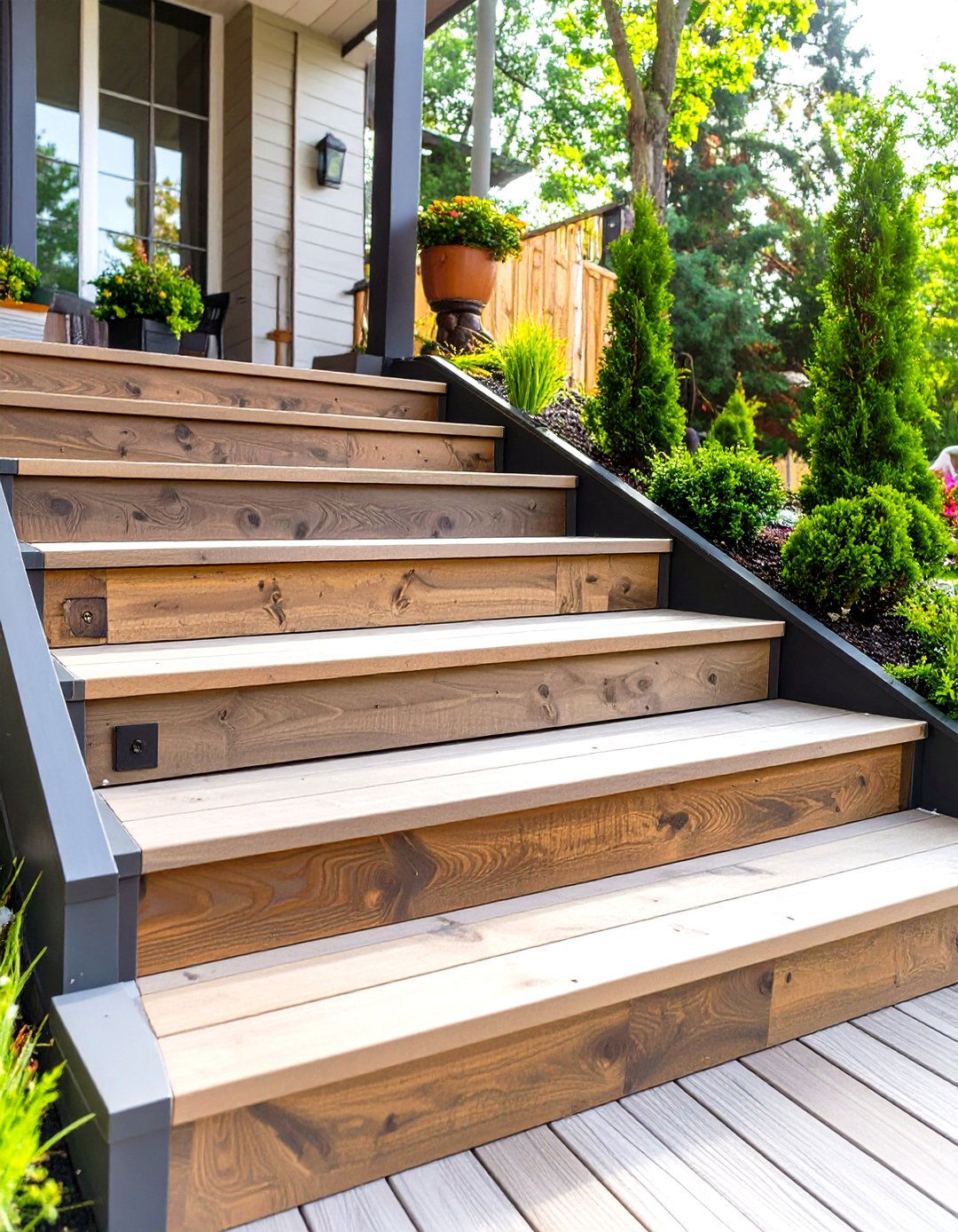 Picture Frame Border on Outdoor Deck Steps - 30 outdoor deck steps ideas