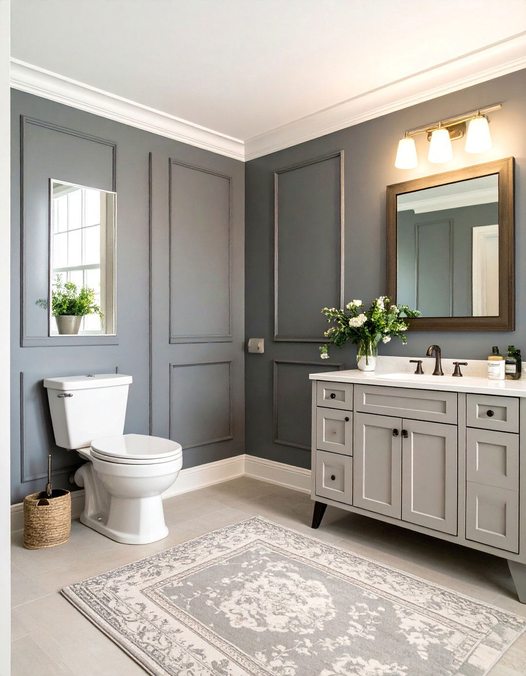 Picture Frame Wall Molding in a Bathroom - 30 12 bathroom ideas