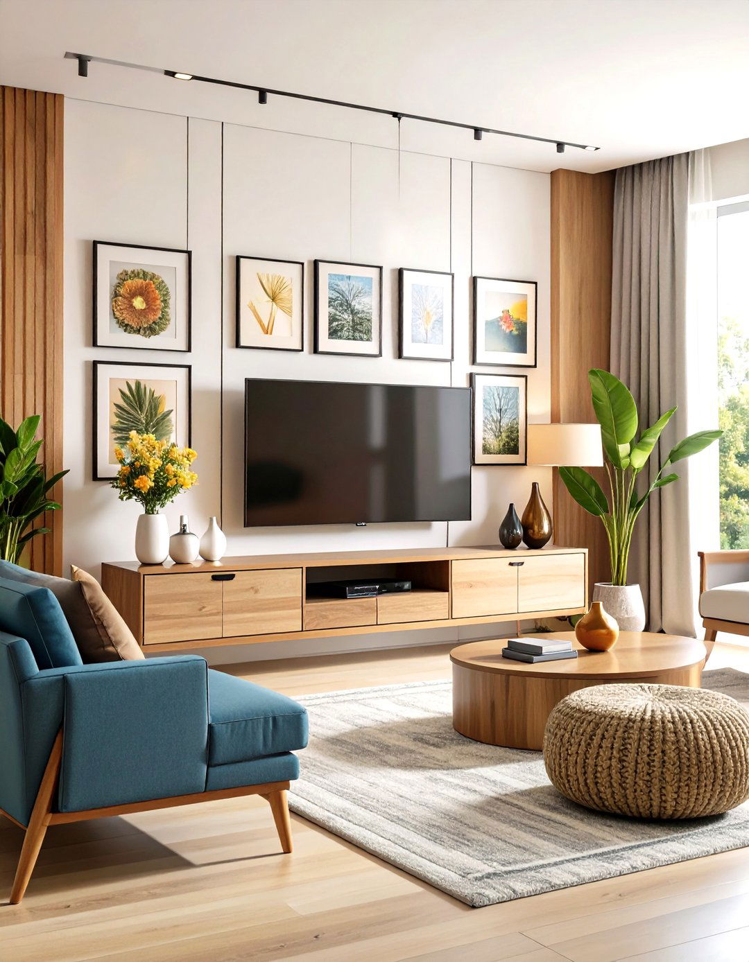 Picture Wall Around a TV - 30 picture wall ideas for living room
