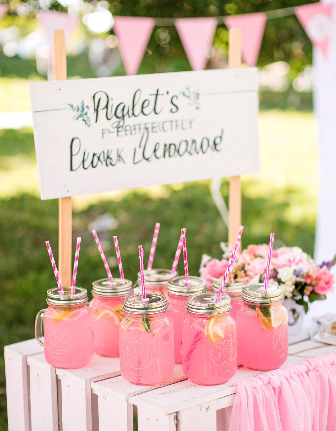 Piglets Pink Lemonade Stand - 30 winnie the pooh baby shower ideas