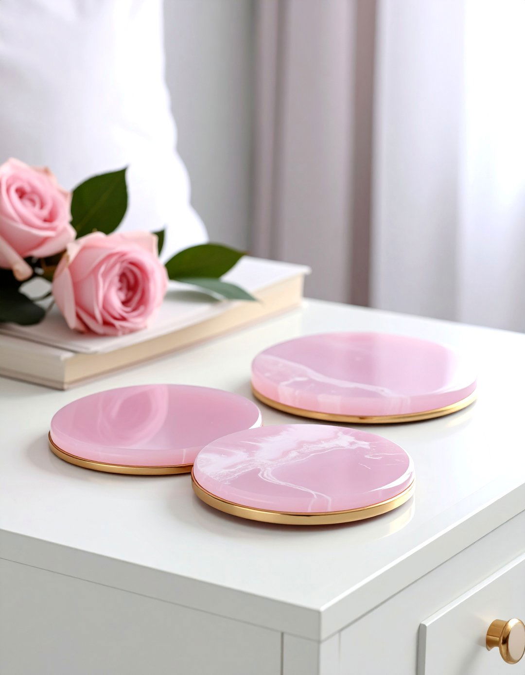 Pink Agate Coasters and Bookends - 30 pink dorm room ideas