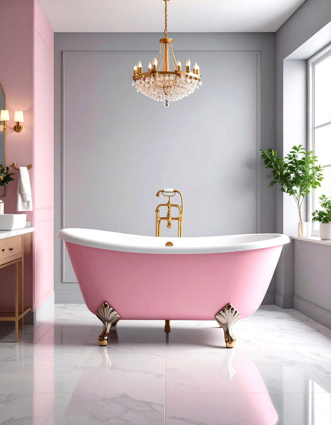 Pink Clawfoot Bathtub - 30 pink bathroom ideas