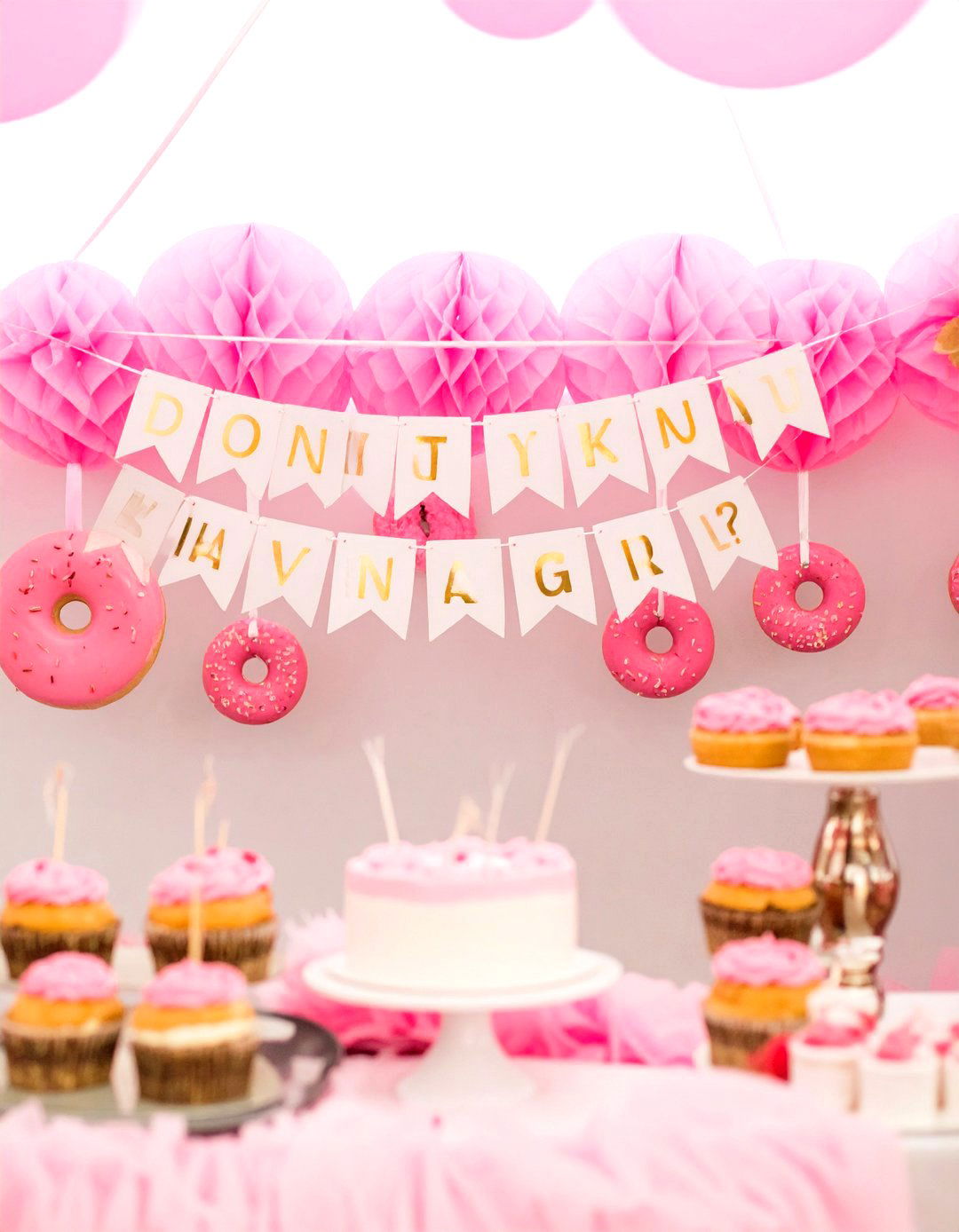 Pink Donut Wall Delight Idea - 30 pink baby shower ideas