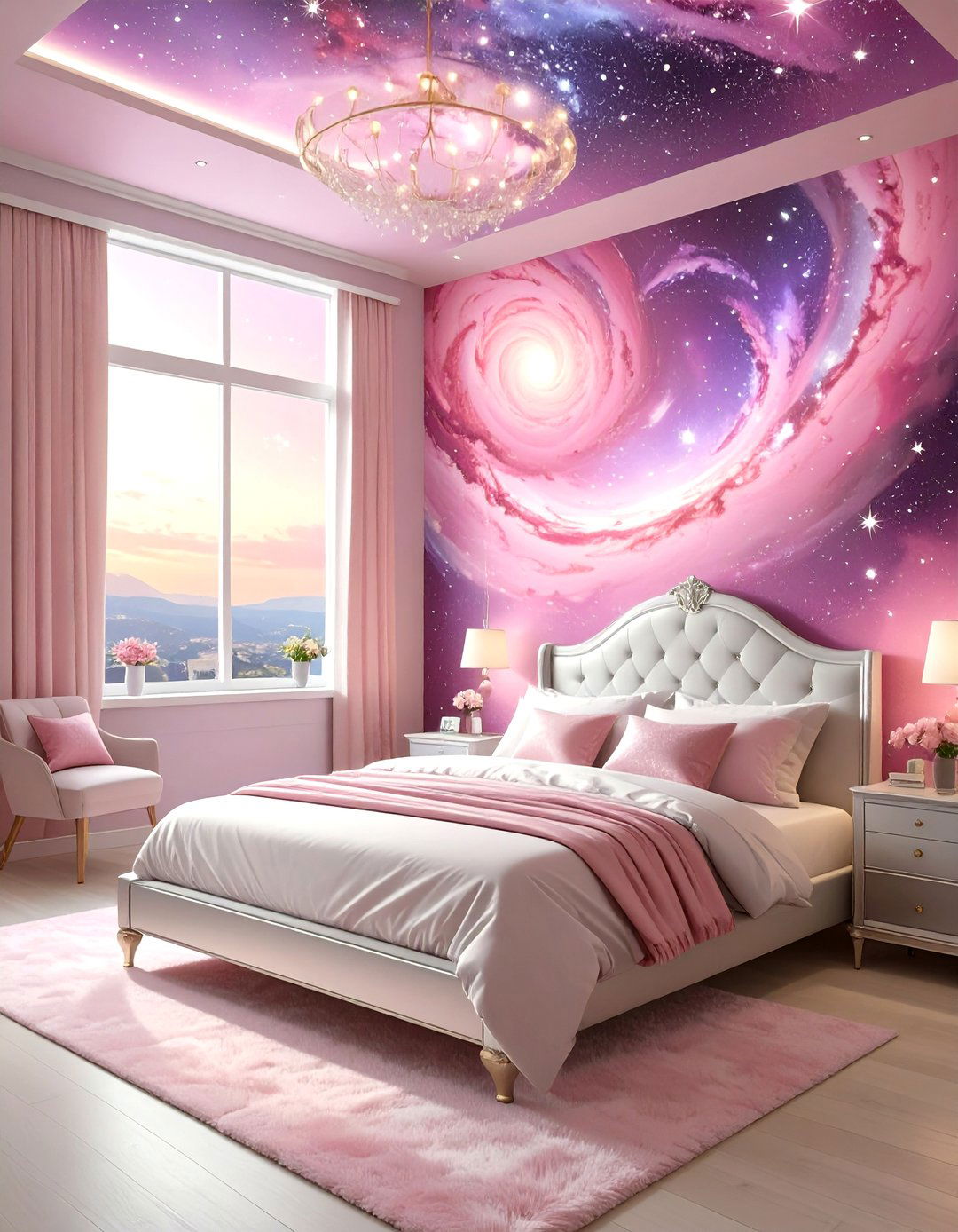 Pink Galaxy Themed Bedroom - 30 girls bedroom ideas pink
