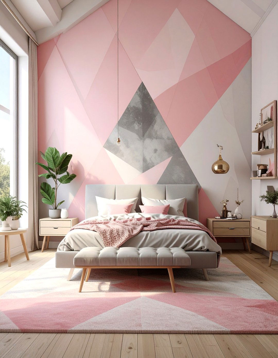 Pink Geometric Bedroom Design - 30 cute pink girl bedroom design ideas