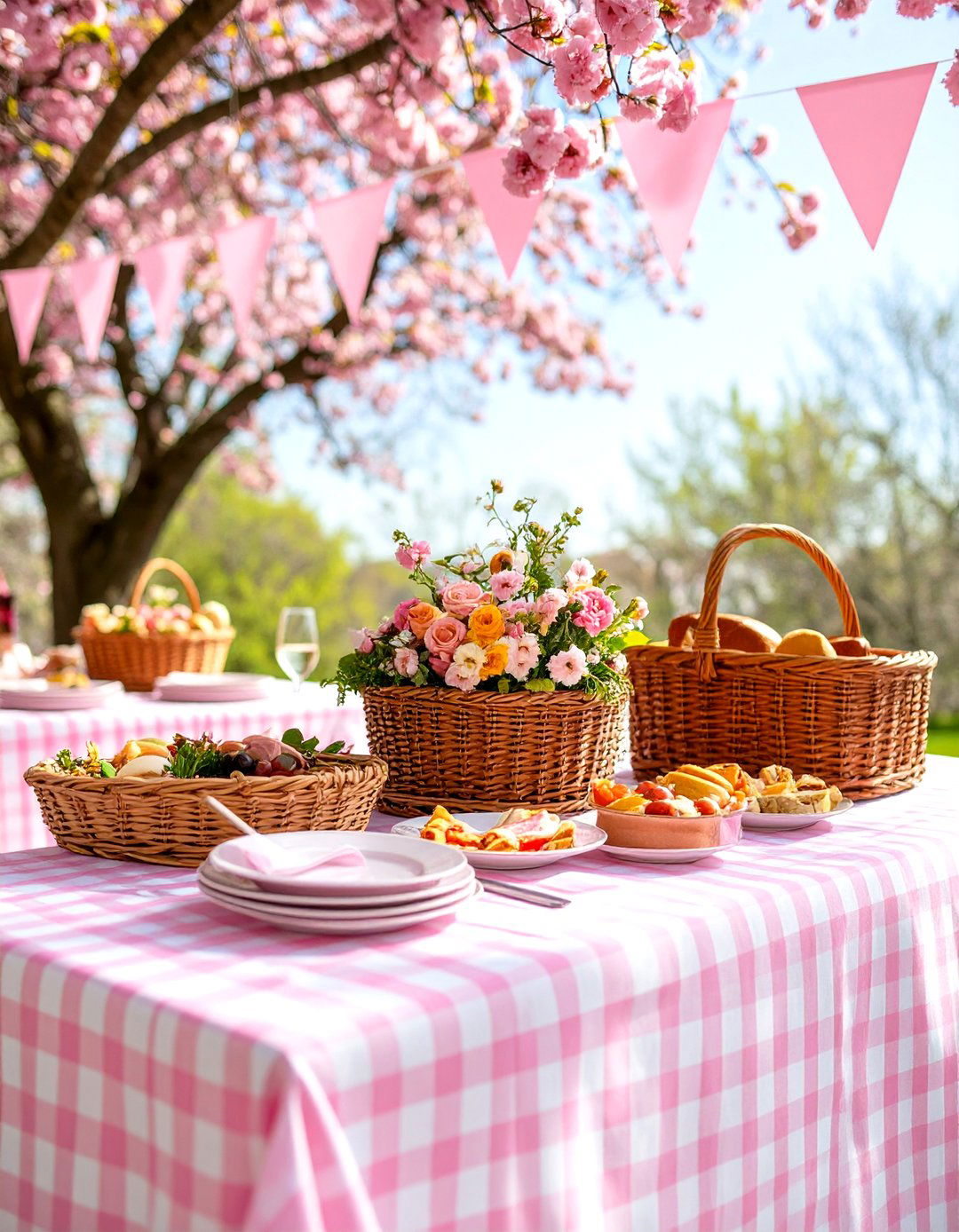 Pink Gingham Picnic Idea - 30 pink baby shower ideas