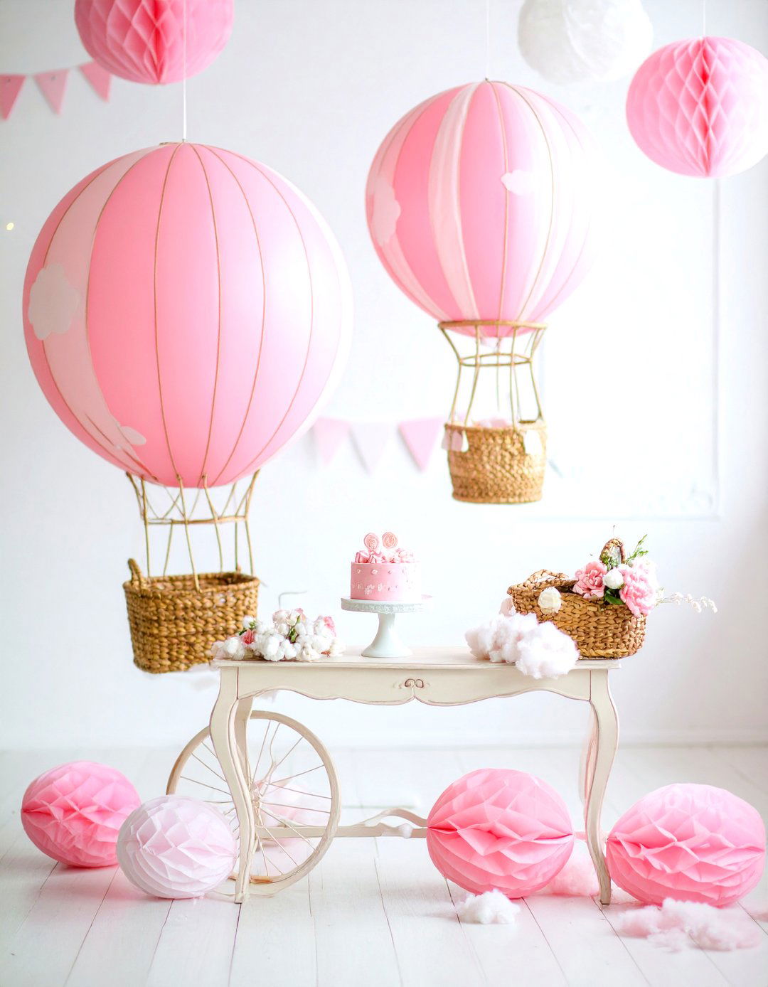 Pink Hot Air Balloon Adventure Idea - 30 pink baby shower ideas