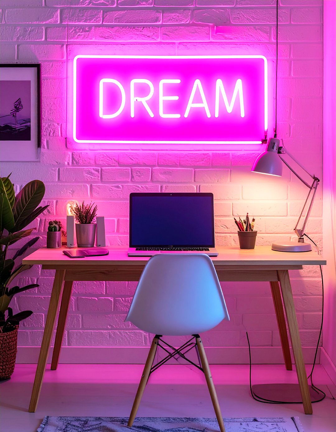 Pink Neon Sign - 30 pink dorm room ideas