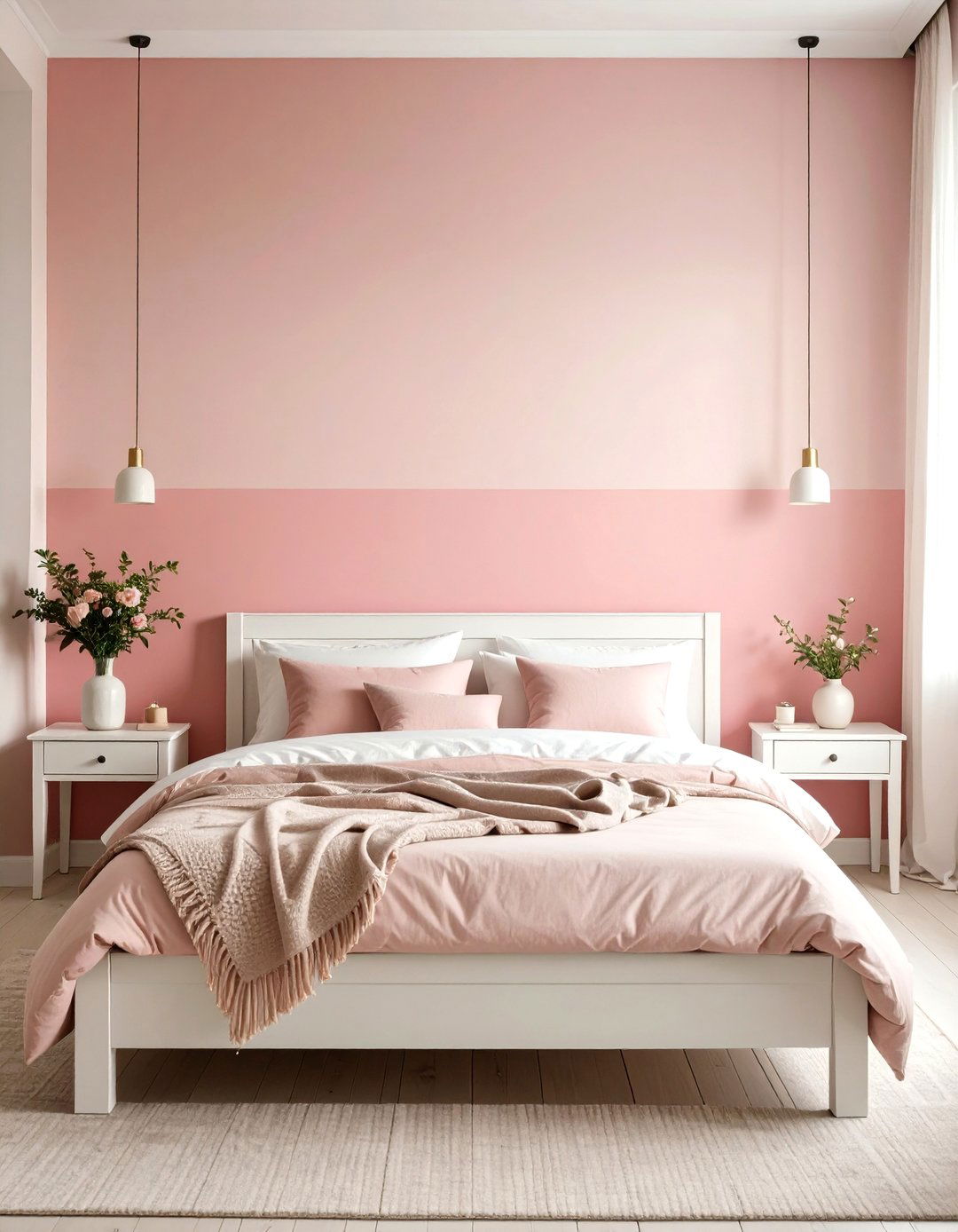 Pink Ombre Wall Bedroom - 30 cute pink girl bedroom design ideas