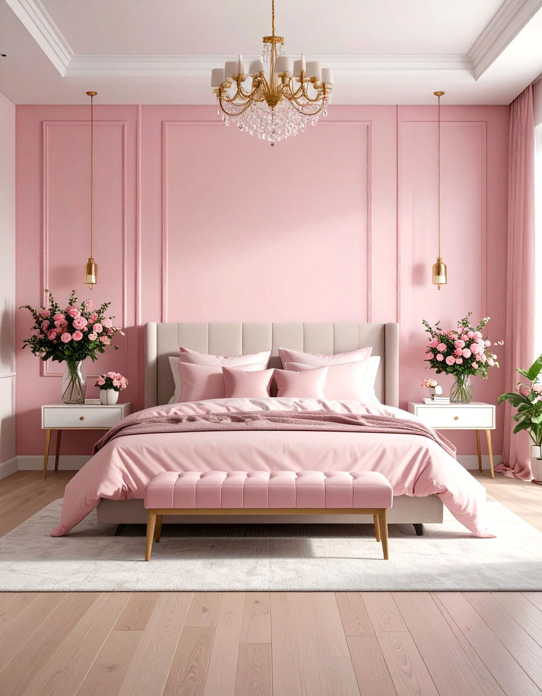 Pink Ombre Wall Effect - 30 pink bedroom ideas
