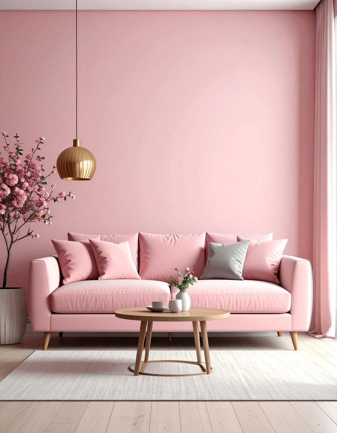 Pink Ombre Wall Effect - 30 pink living room ideas