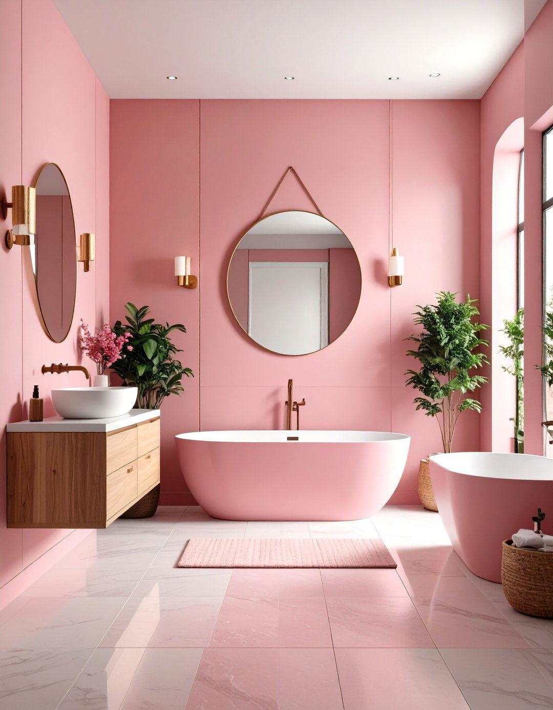 Pink Ombre Wall Effect - 30 pink bathroom ideas