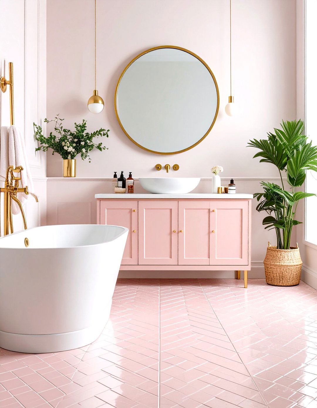 Pink Penny Tile Floor - 30 penny tile bathroom floor ideas