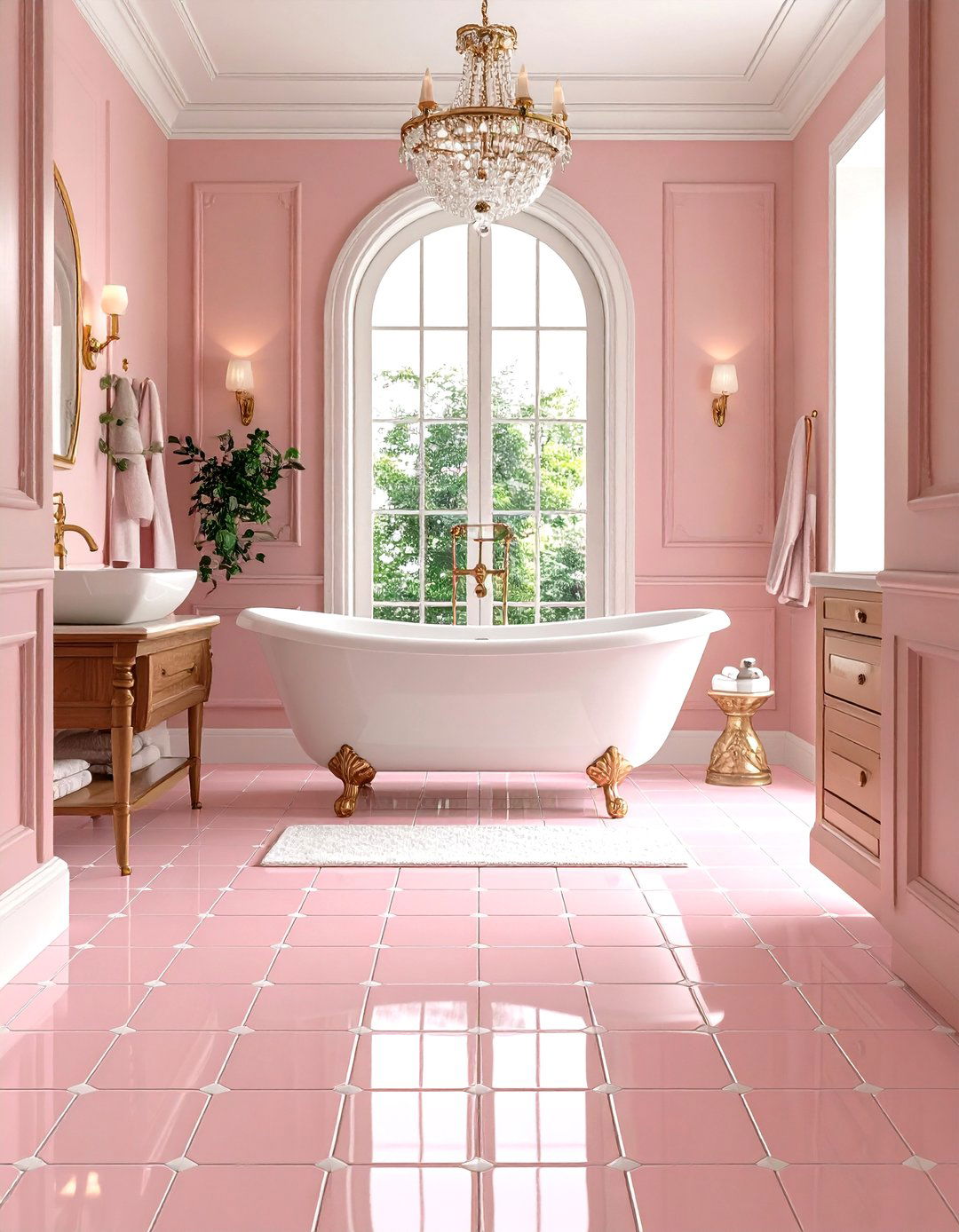 Pink Penny Tiles - 30 pink bathroom ideas
