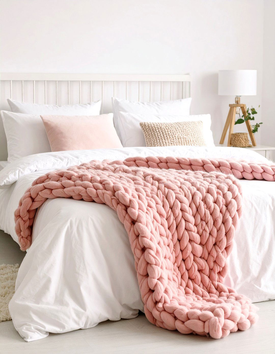 Pink Textured Throw Blanket - 30 pink bedroom ideas for adults