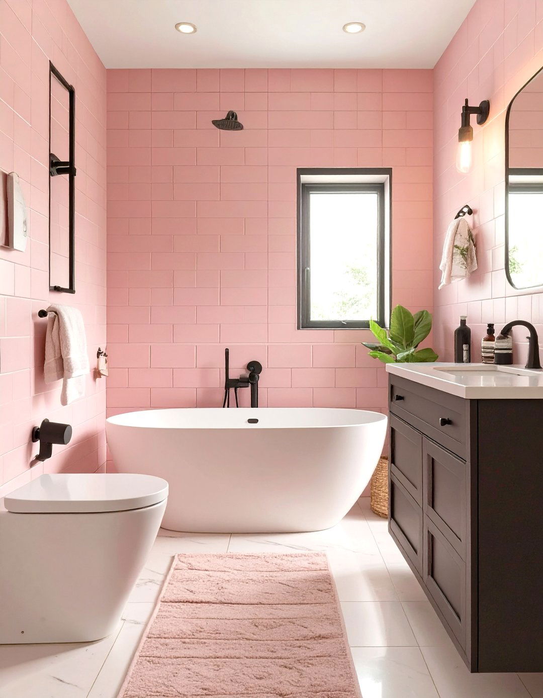 Pink Toned Master Bathroom - 30 master bathroom tile ideas