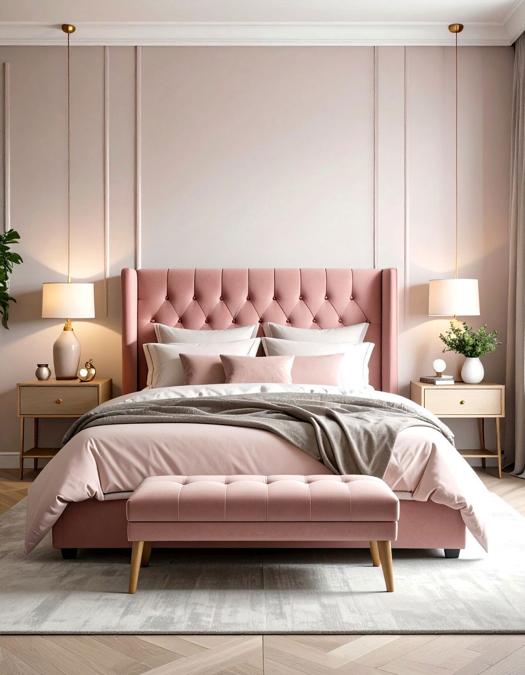 Pink Velvet Headboard - 30 pink dorm room ideas