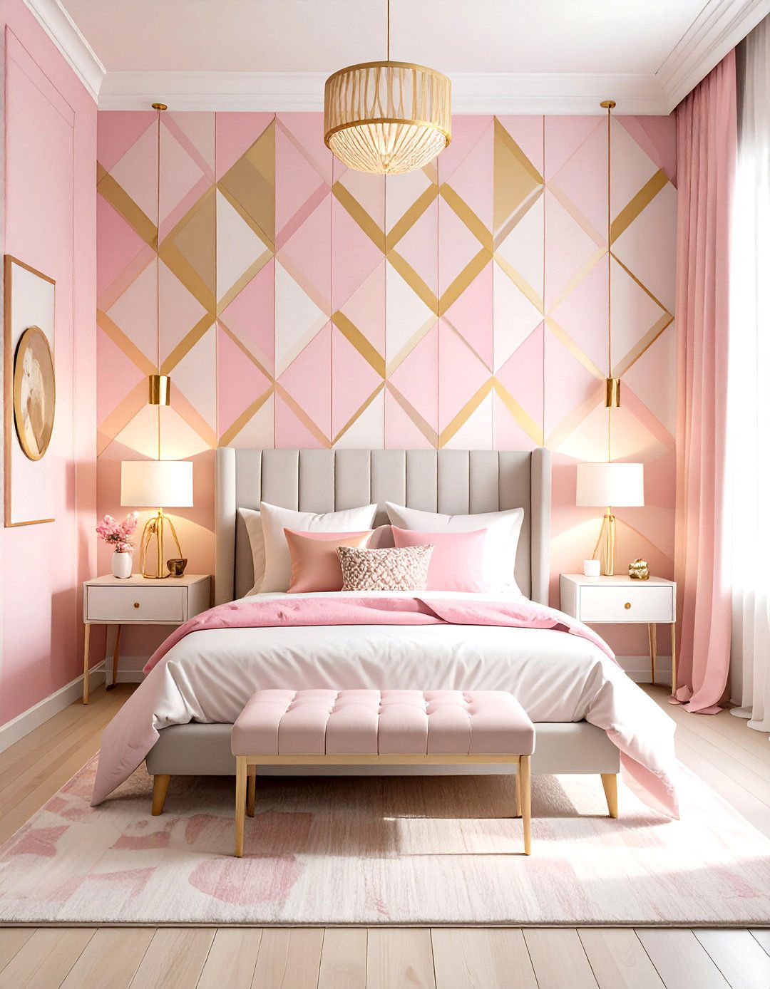 Pink Washi Tape Wall Designs - 30 pink dorm room ideas