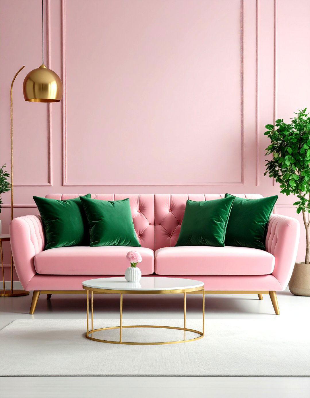 Pink and Emerald Green Combination - 30 pink living room ideas