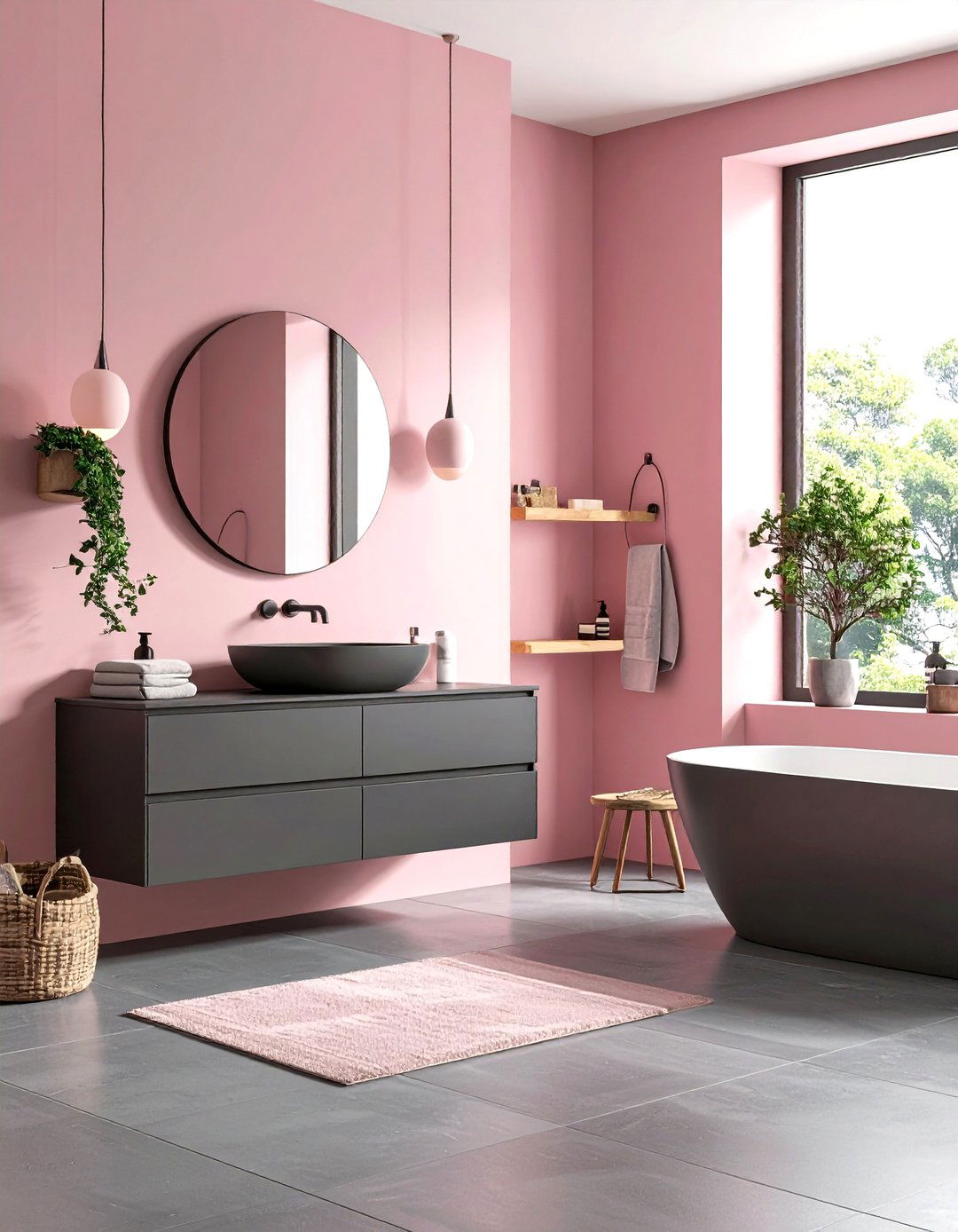 Pink and Gray Color Scheme - 30 pink bathroom ideas