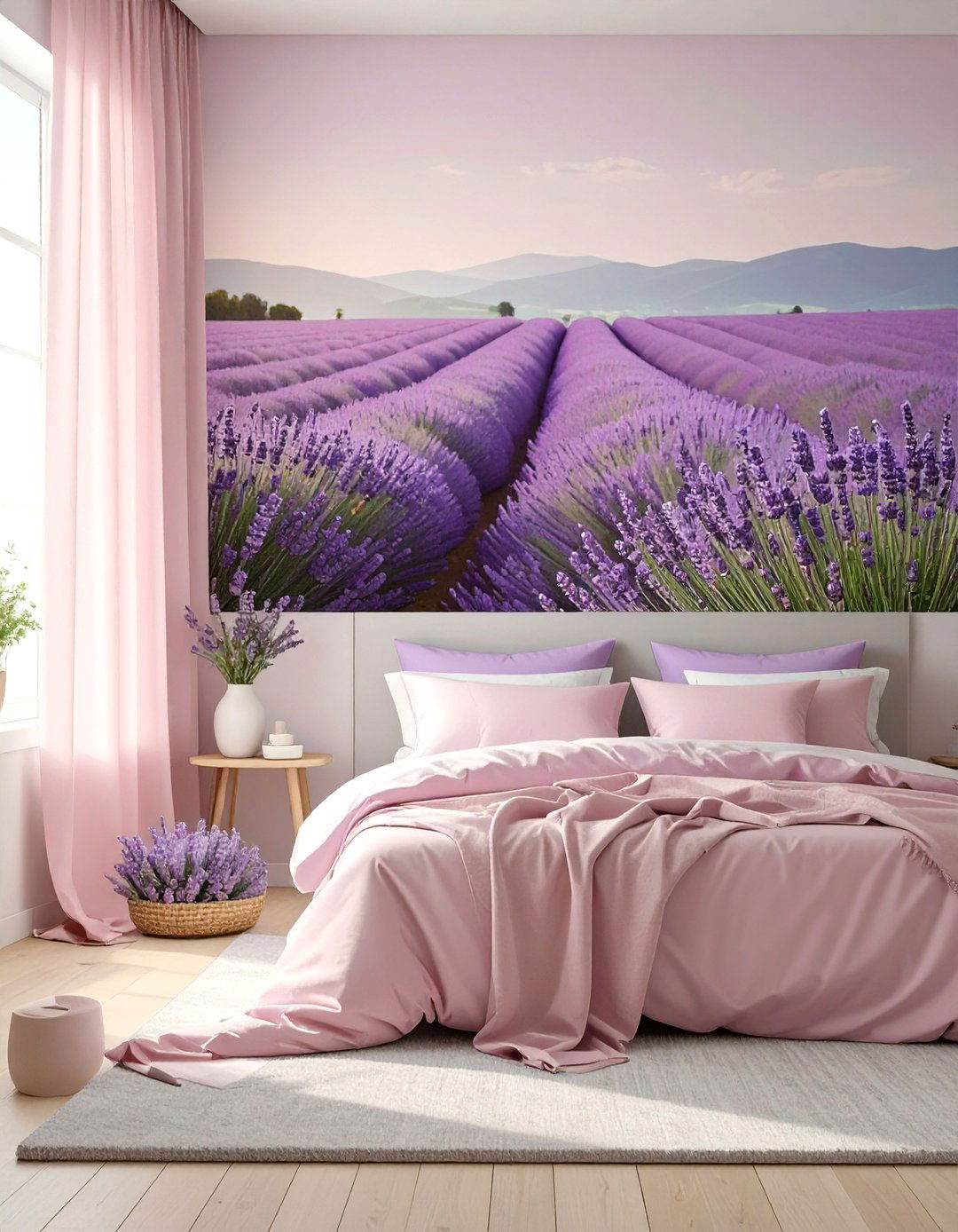 Pink and Lavender Field Bedroom - 30 girls bedroom ideas pink