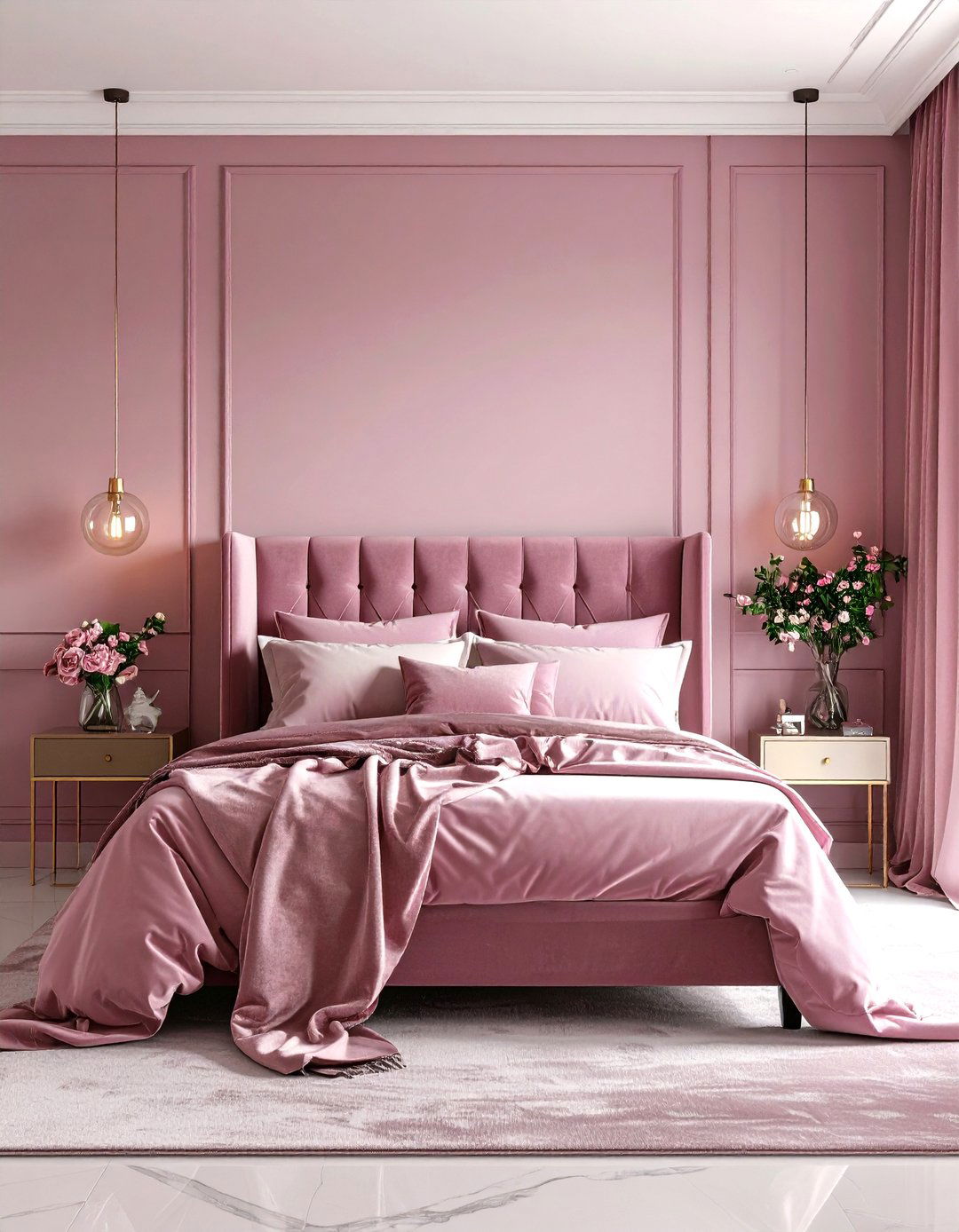 Pink and Mauve Tonal Layering - 30 pink bedroom ideas