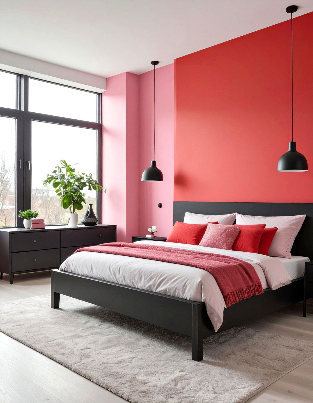 Pink and Red Color Block Bedroom - 30 girls bedroom ideas pink