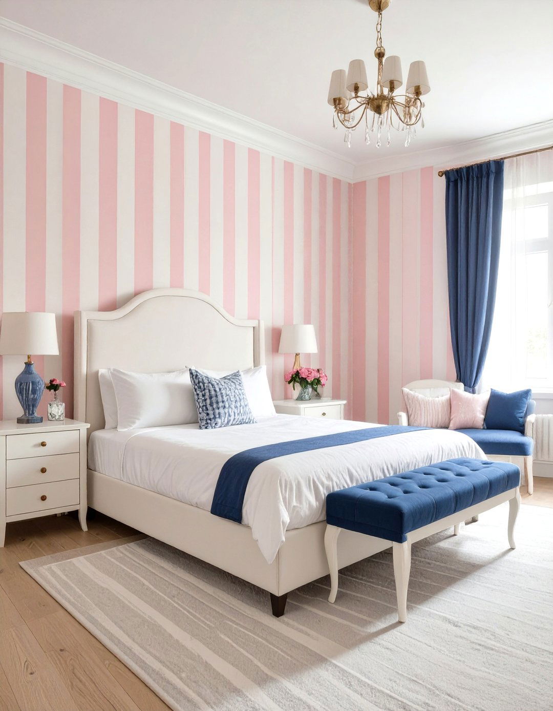 Pink and White Stripes Bedroom - 30 girls bedroom ideas pink