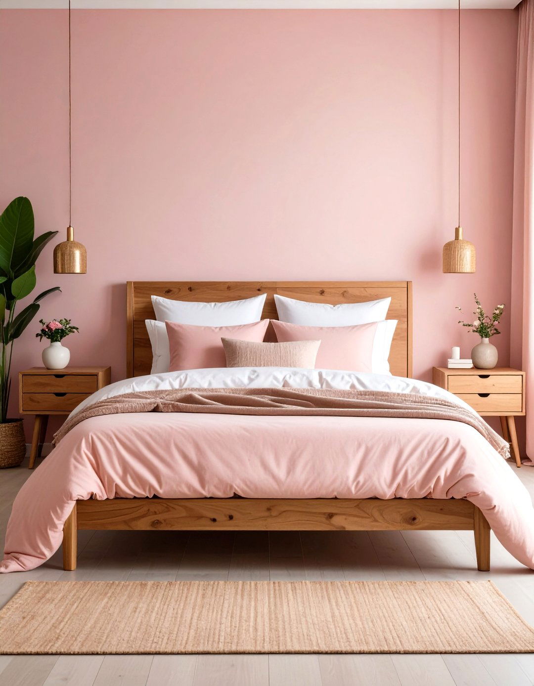 Pink with Natural Wood Elements - 30 pink bedroom ideas