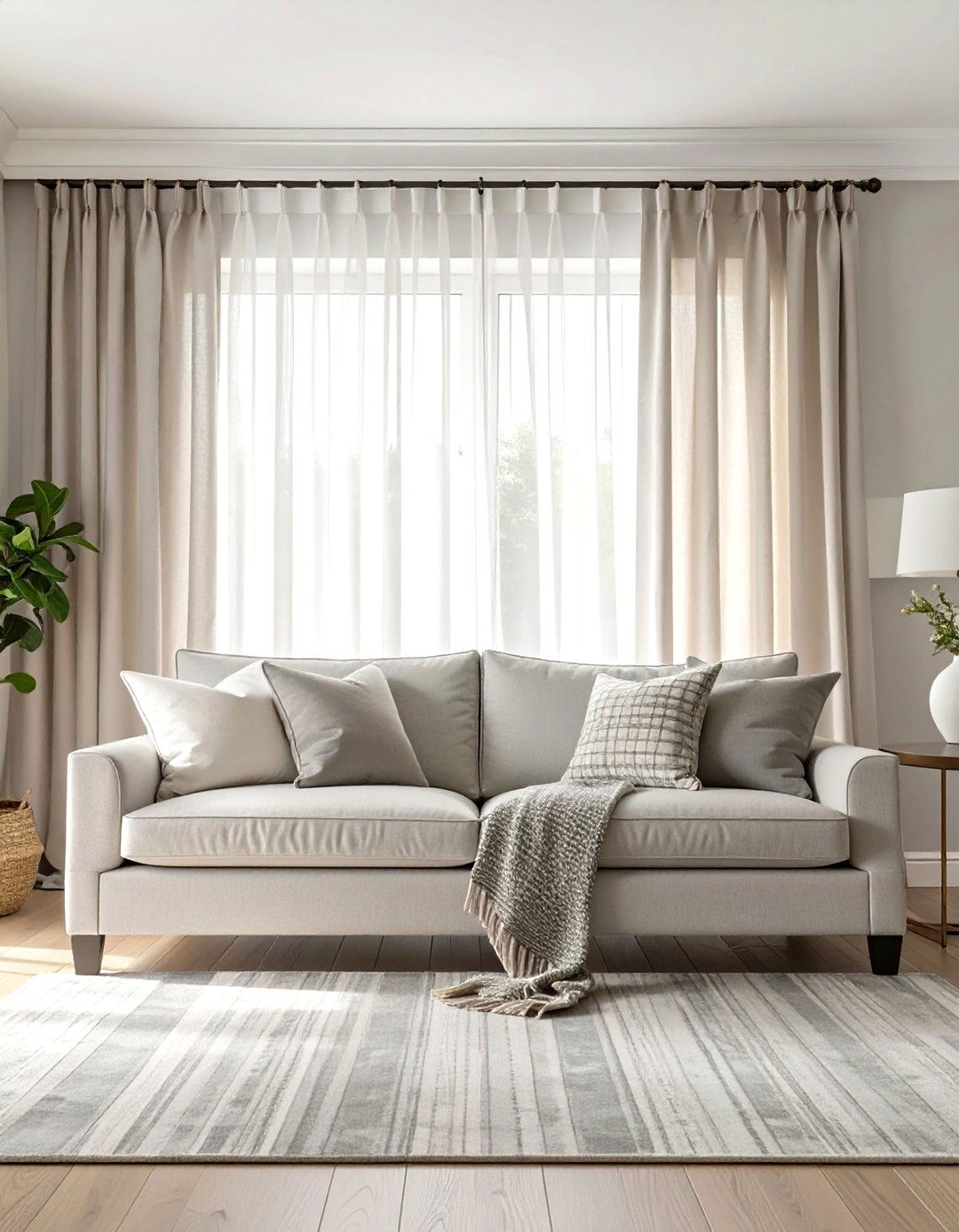 Pinstripe Curtains for Subtle Pattern - 30 curtain ideas for living room