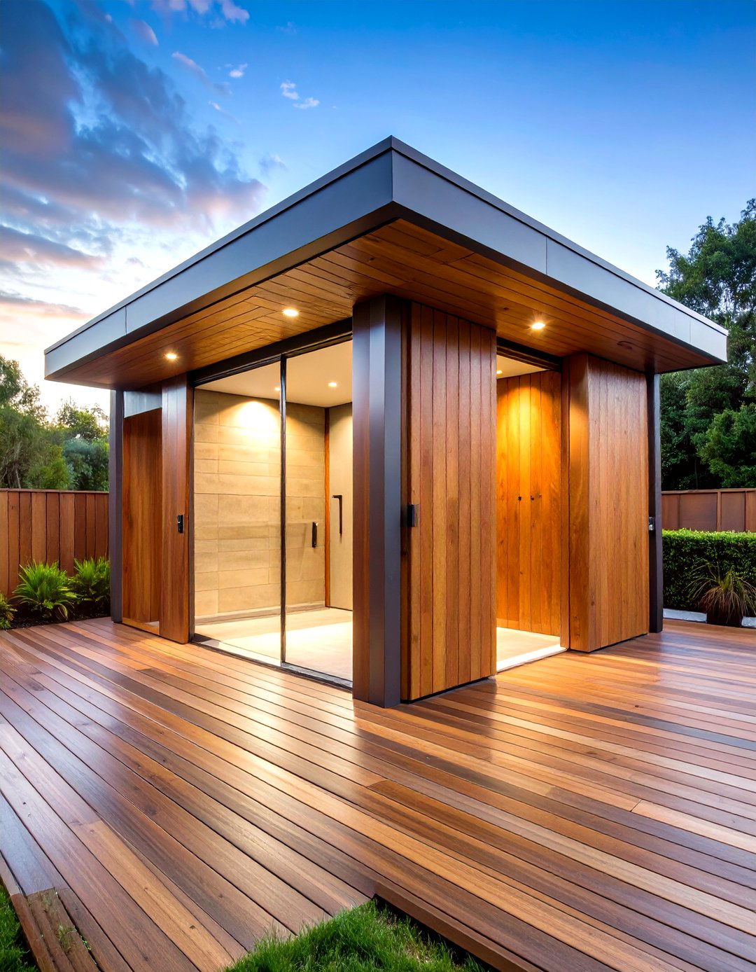 Pivoting Panel Outdoor Shower Enclosure - 30 outdoor shower enclosure ideas