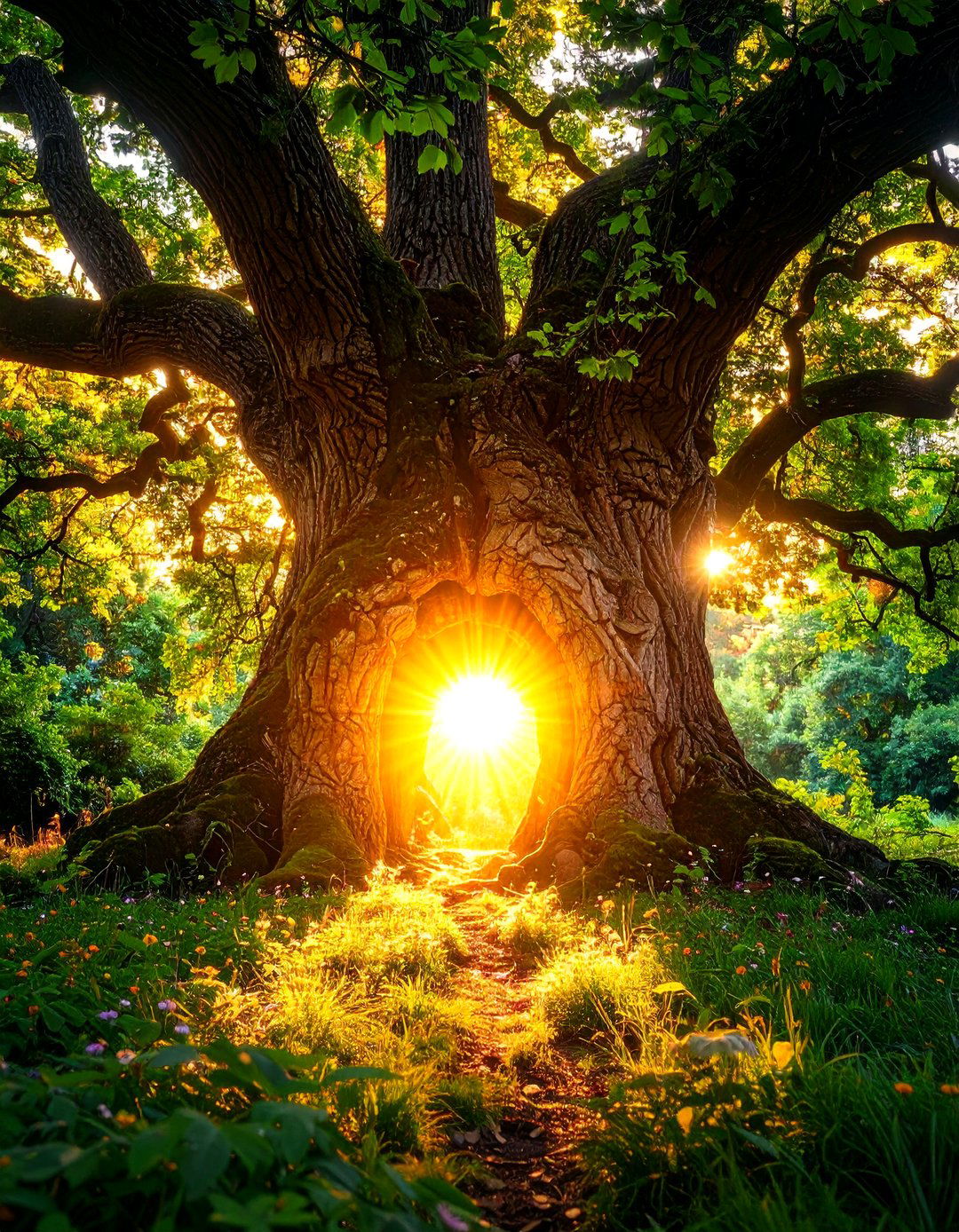 Placing Lights Inside a Hollow Tree Trunk - 30 outdoor tree lighting ideas