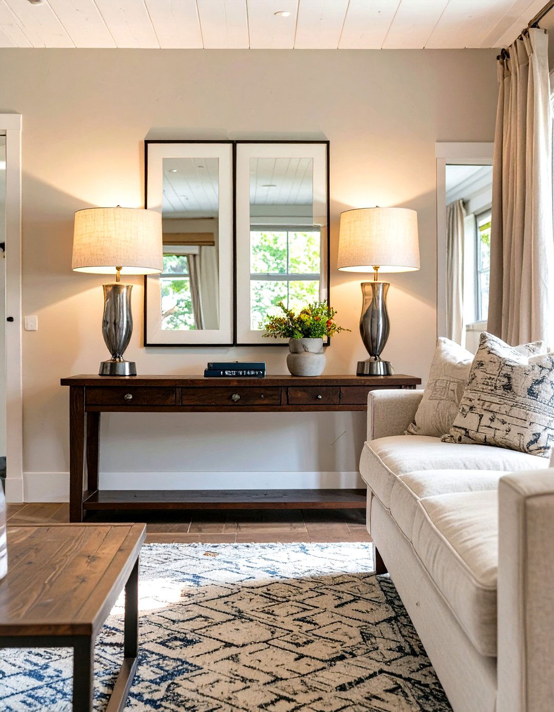 Placing a Console Table Behind the Sofa - 30 single wide small mobile home living room ideas