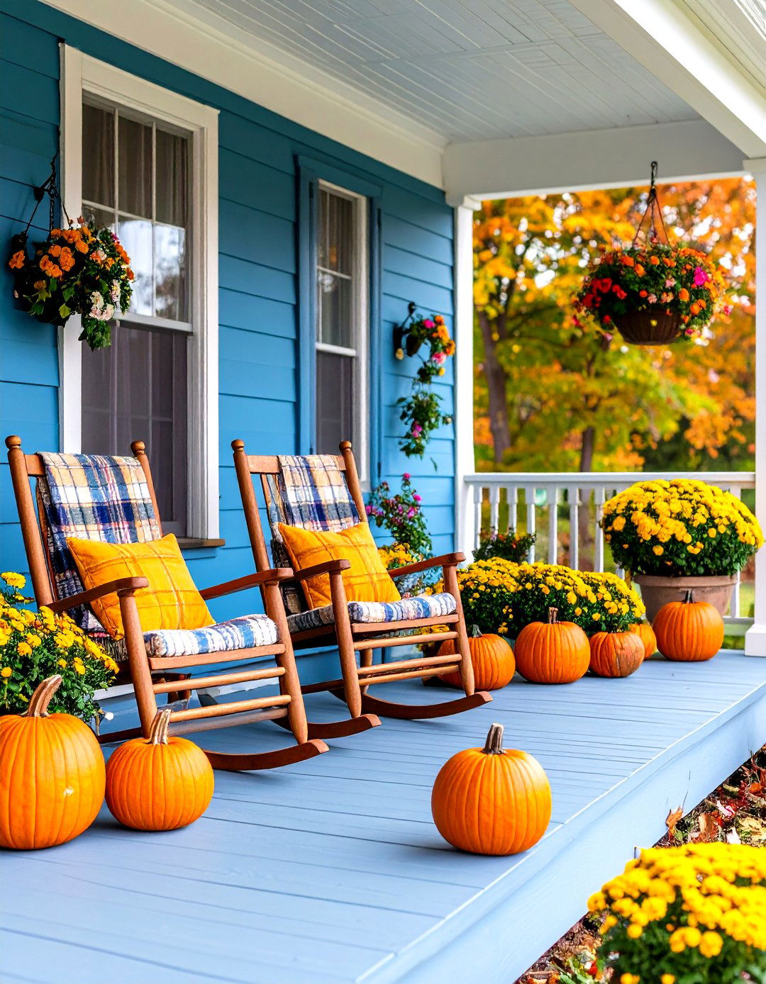 Plaid Infused Porch Decorations - 30 fall porch decor ideas