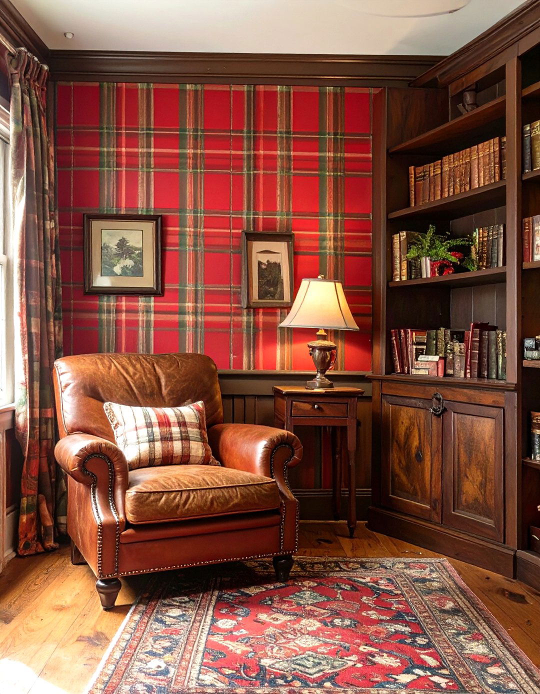 Plaid Wallpaper for a Cozy Den - 30 how to use wallpaper in interior design ideas