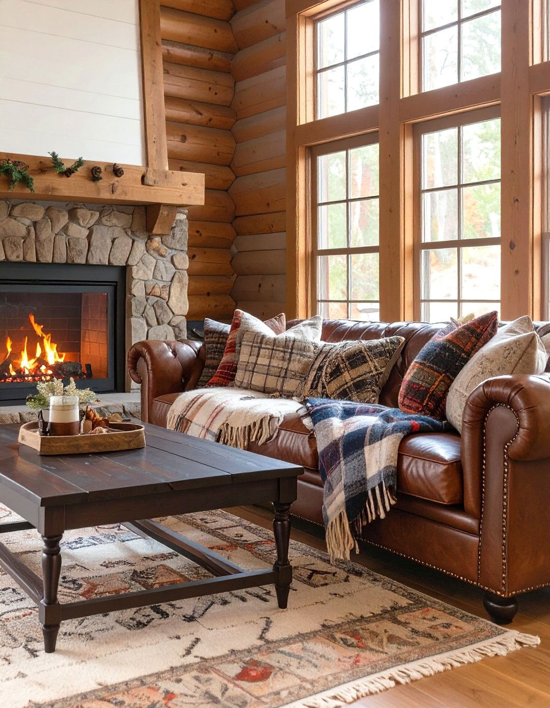 Plaid and Tartan Accents - 30 country living room ideas