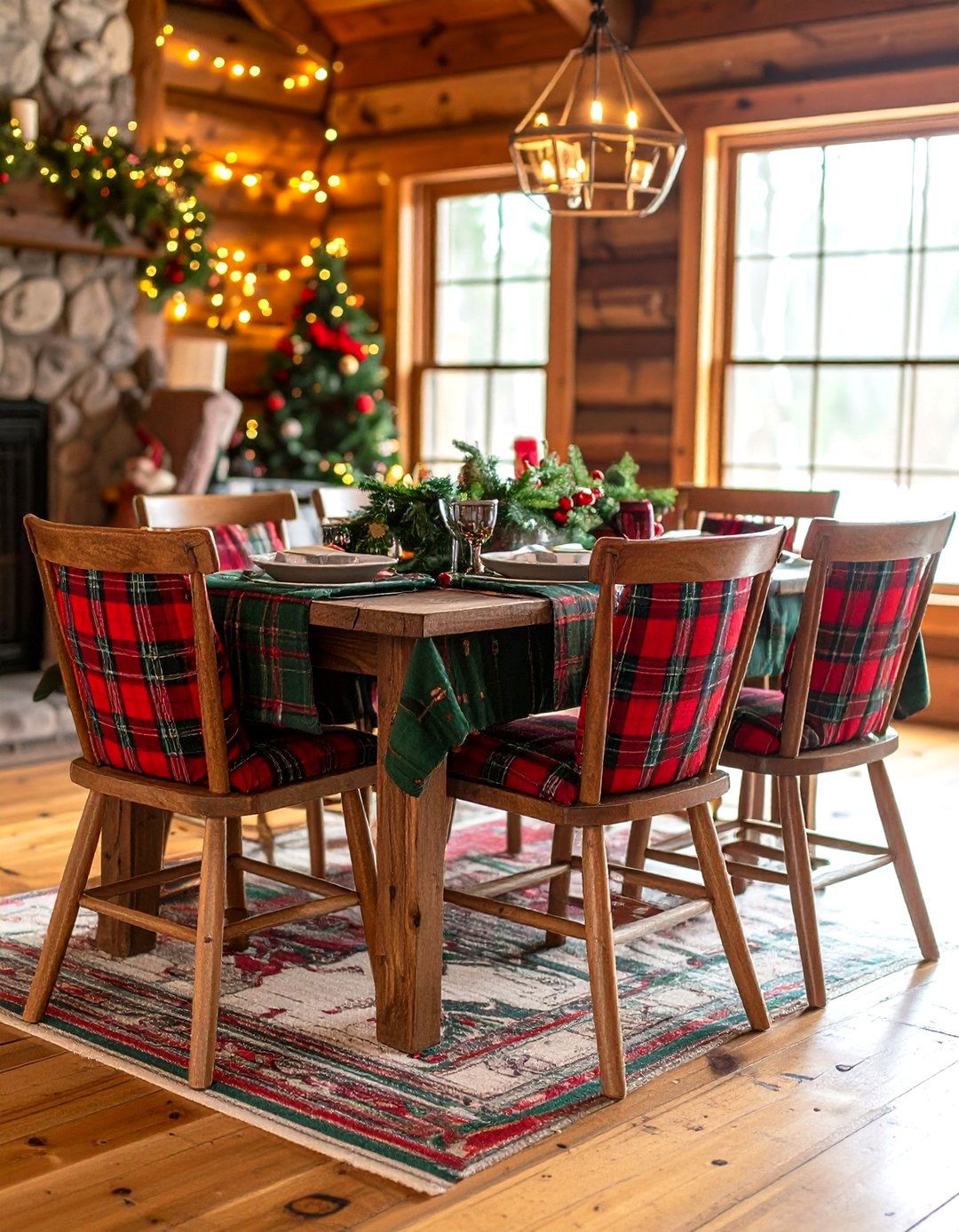 Plaid or Gingham Textiles - 30 rustic dining room ideas