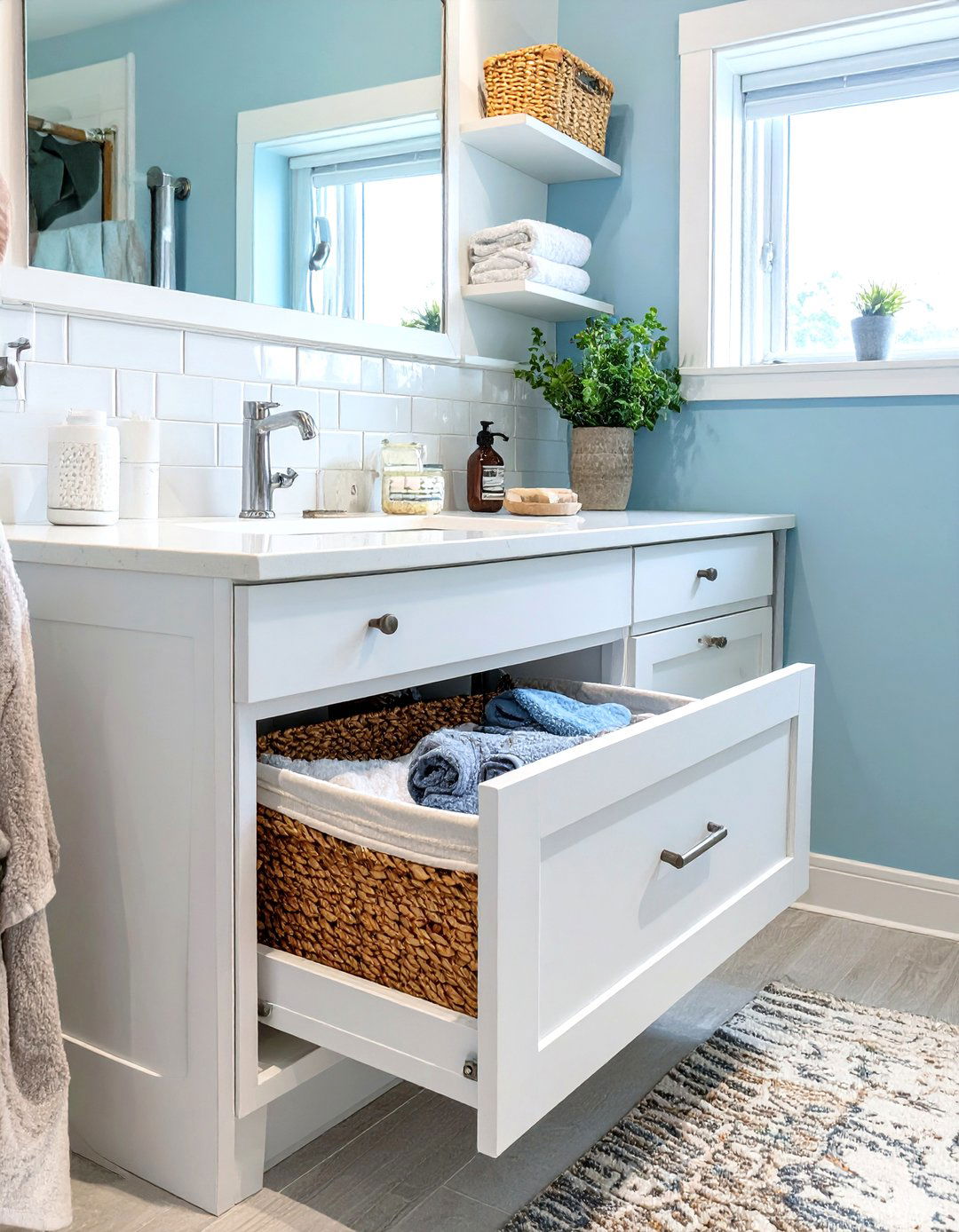 Plan for a Built in Laundry Hamper - 30 small bathroom renovation ideas