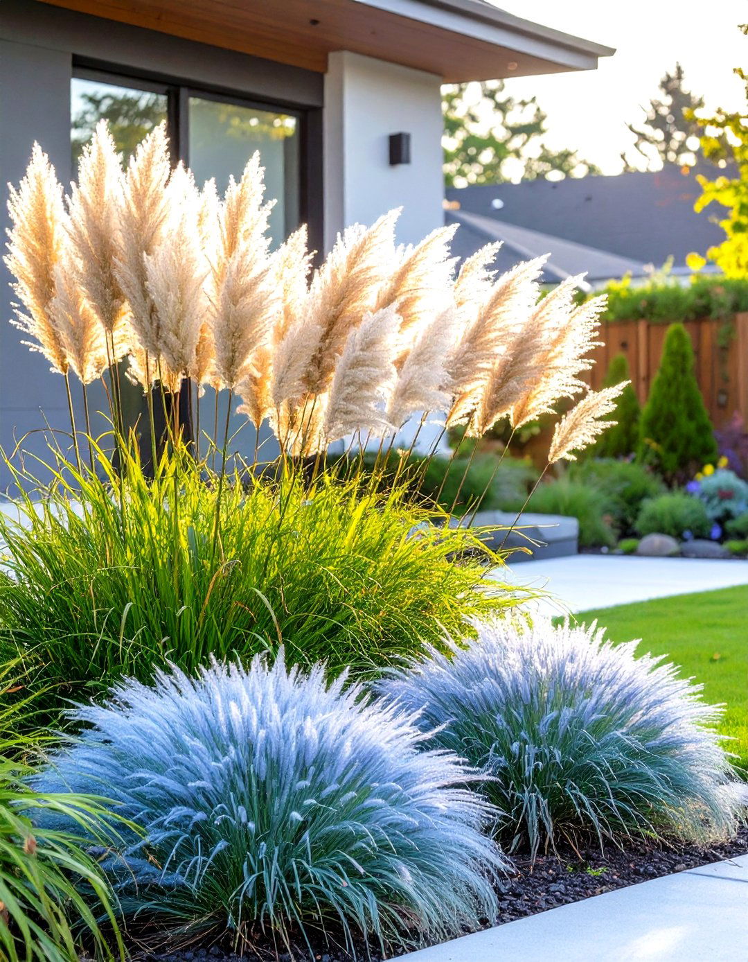 Plant Ornamental Grasses - 30 simple backyard landscaping ideas