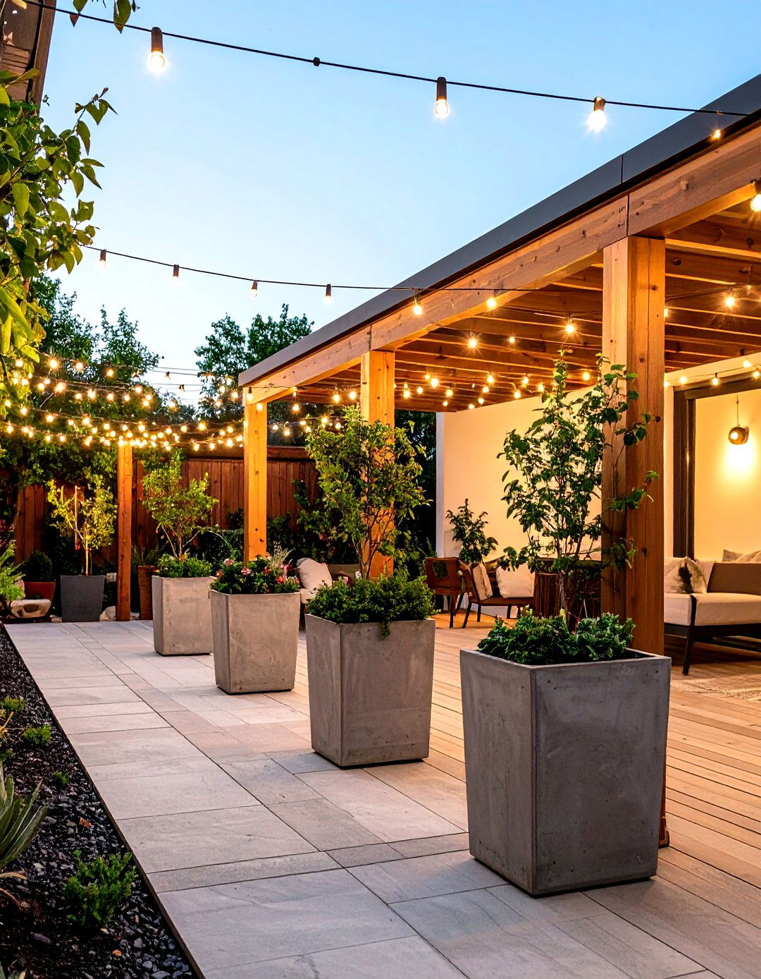 Planter Post Outdoor String Light Anchors - 30 outdoor string light ideas