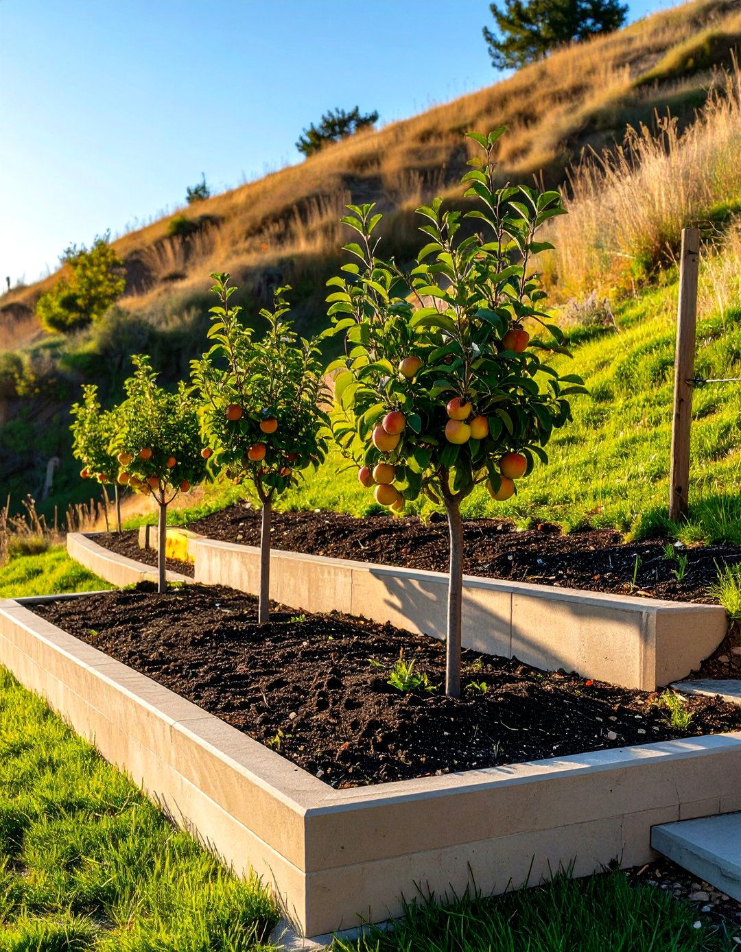 Planting Fruit Trees on Terraced Levels - 30 steep hillside landscaping ideas on a budget
