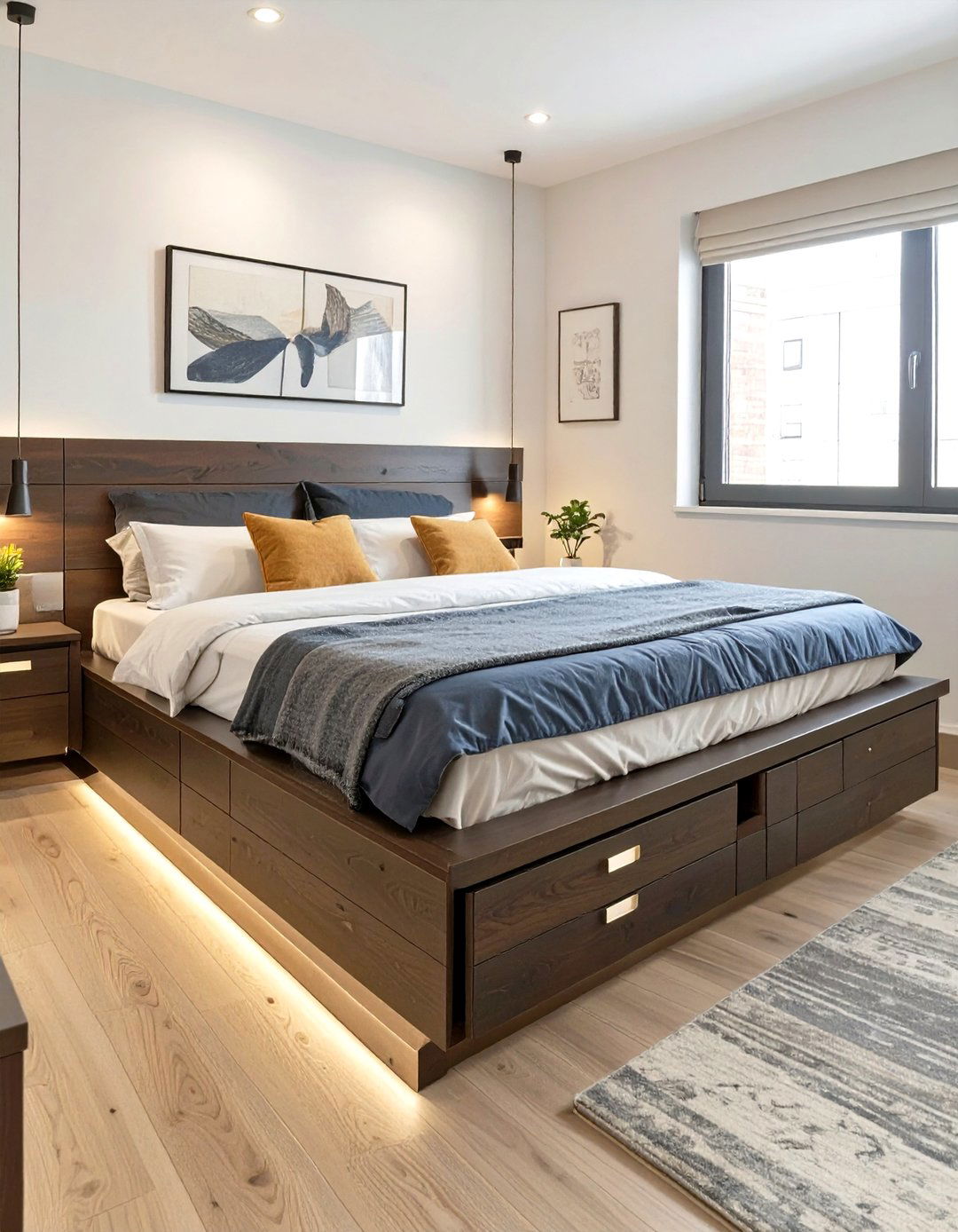 Platform Bed with Integrated Drawers - 30 tiny bedroom ideas