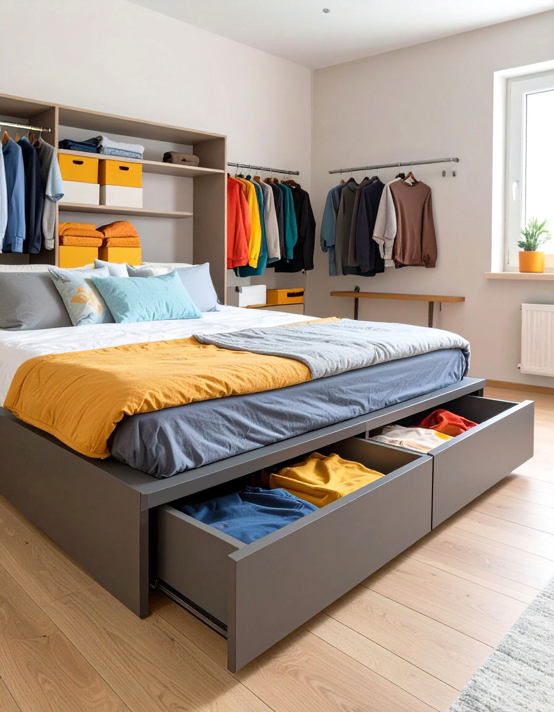 Platform Bed with Under Bed Storage Drawers - 30 teenage bedroom ideas