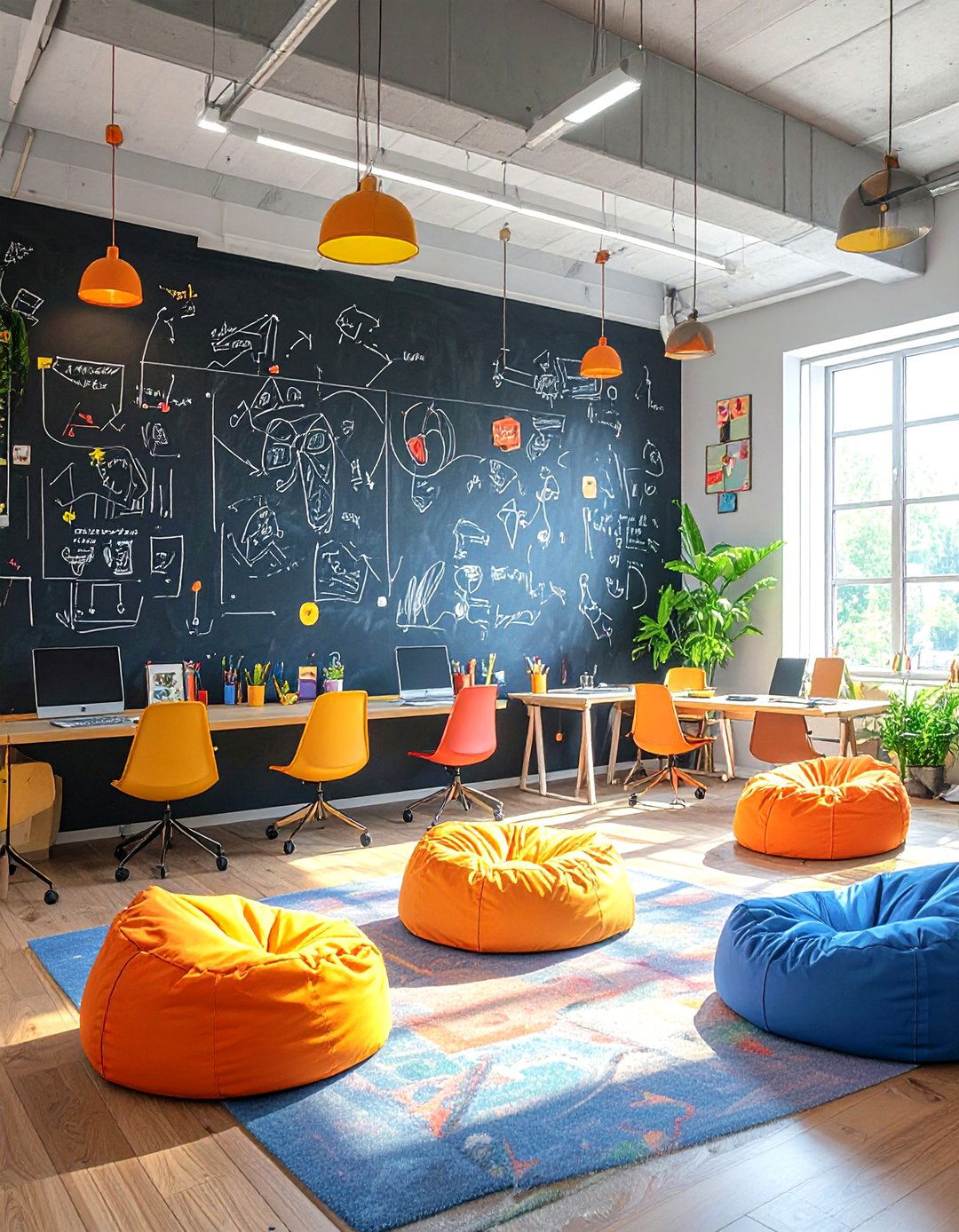 Playful Chalkboard Office Wallpaper - 30 office wallpaper ideas