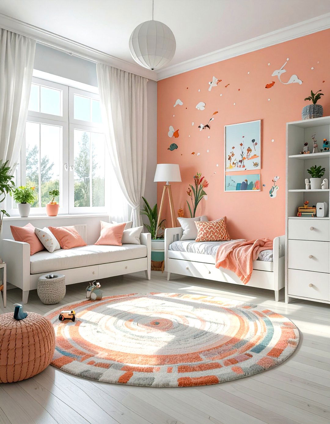 Playful Coral Kids Room - 30 house paint color ideas