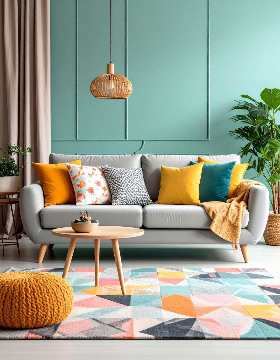 Playful Patterns Living Room - 30 light grey couch living room ideas