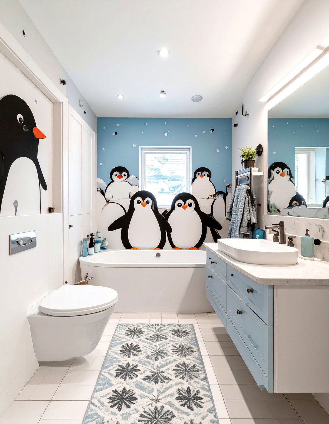 Playful Penguin Paradise Bathroom - 30 kids bathroom ideas