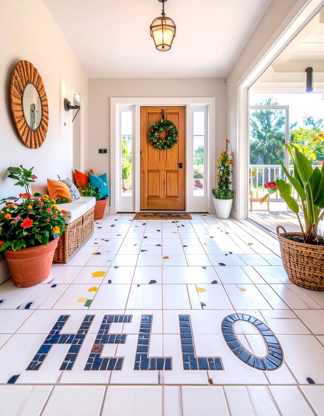 Playful Penny Tile Entryway Flooring - 30 entryway flooring ideas