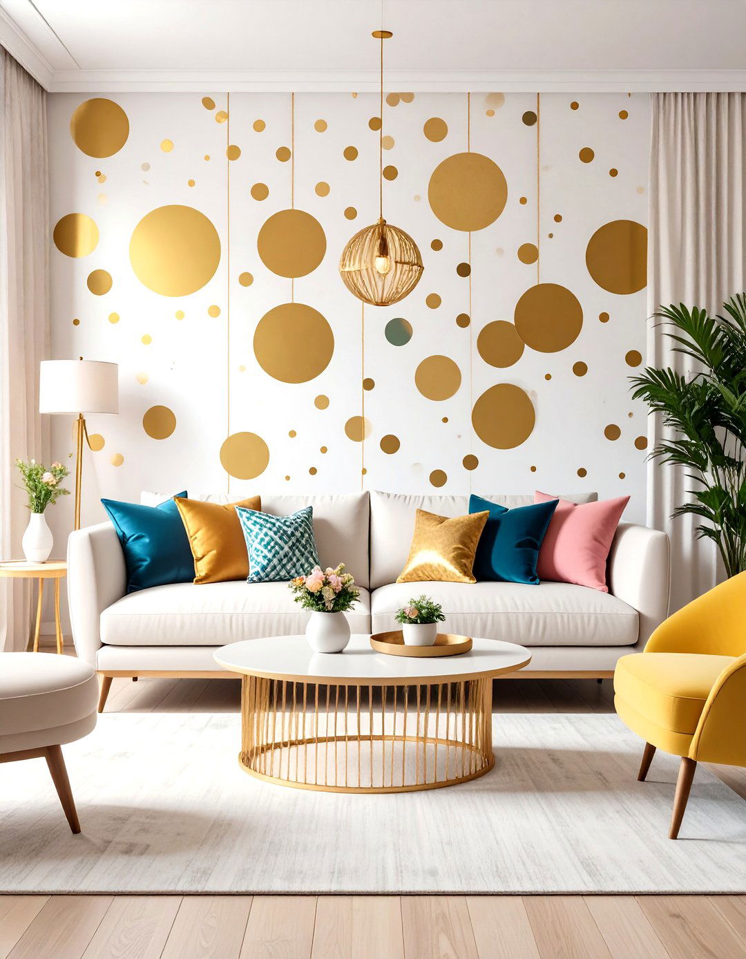 Playful Polka Dot Living Room - 30 living room wallpaper ideas