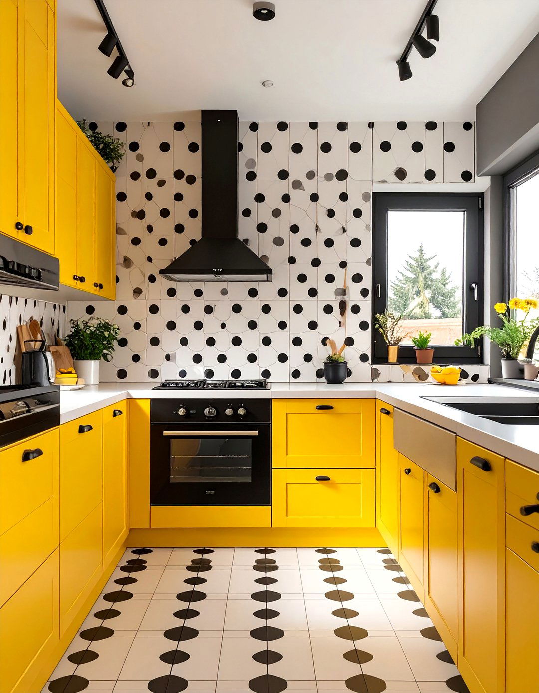 Playful Polka Dot Tile Kitchen Backsplash - 30 backsplash kitchen ideas
